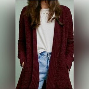 T.la Anthropologie burgundy cardigan